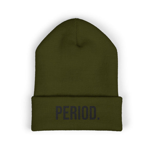 Period Embroidered Beanie | Funny Knit Hat | Minimal Streetwear Winter Accessory