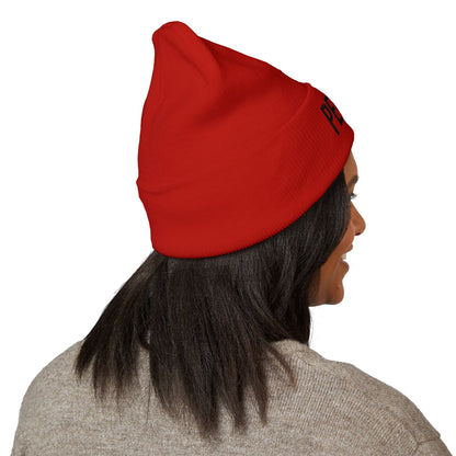 Period Embroidered Beanie | Funny Knit Hat | Minimal Streetwear Winter Accessory