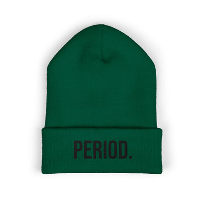 Period Embroidered Beanie | Funny Knit Hat | Minimal Streetwear Winter Accessory