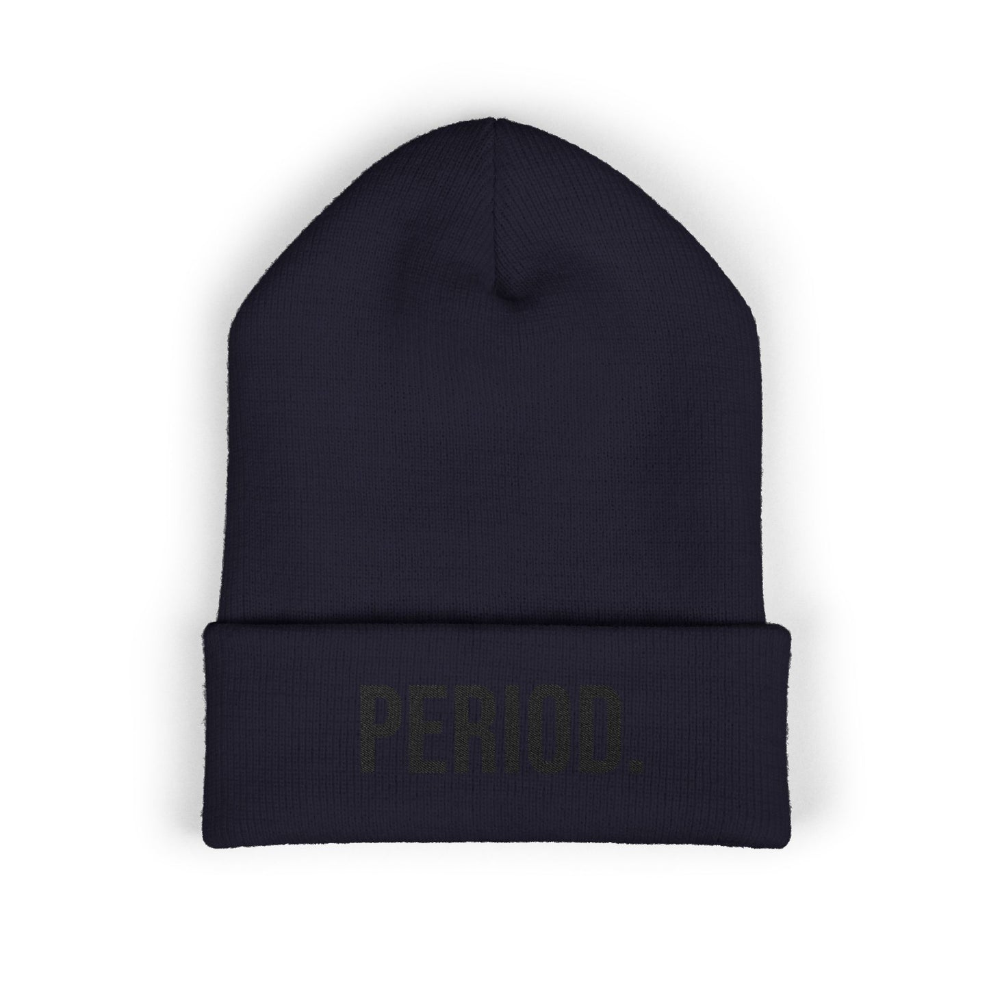Period Embroidered Beanie | Funny Knit Hat | Minimal Streetwear Winter Accessory