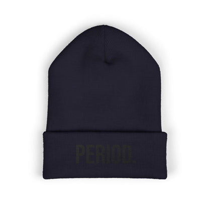 Period Embroidered Beanie | Funny Knit Hat | Minimal Streetwear Winter Accessory