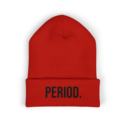 Period Embroidered Beanie | Funny Knit Hat | Minimal Streetwear Winter Accessory