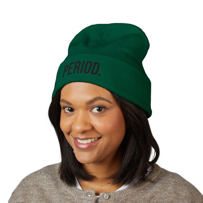Period Embroidered Beanie | Funny Knit Hat | Minimal Streetwear Winter Accessory
