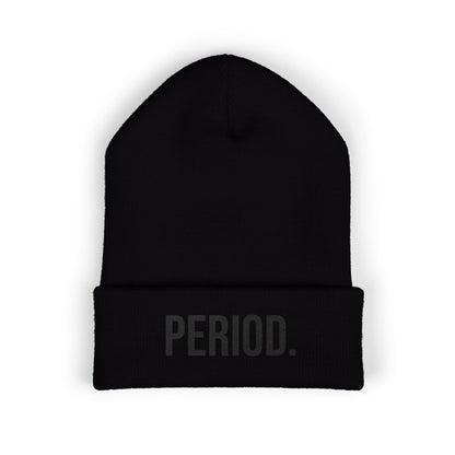 Period Embroidered Beanie | Funny Knit Hat | Minimal Streetwear Winter Accessory