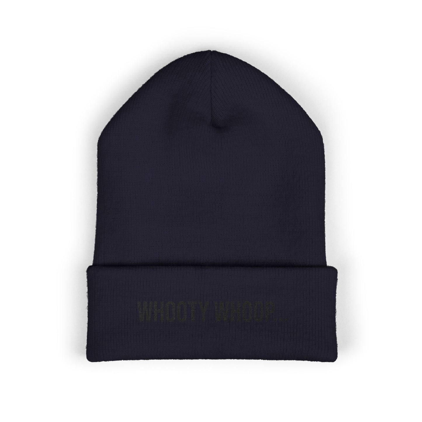 Whoopty Whoop Embroidered Beanie | Funny Cuffed Knit Hat | Minimal Streetwear Winter Accessory