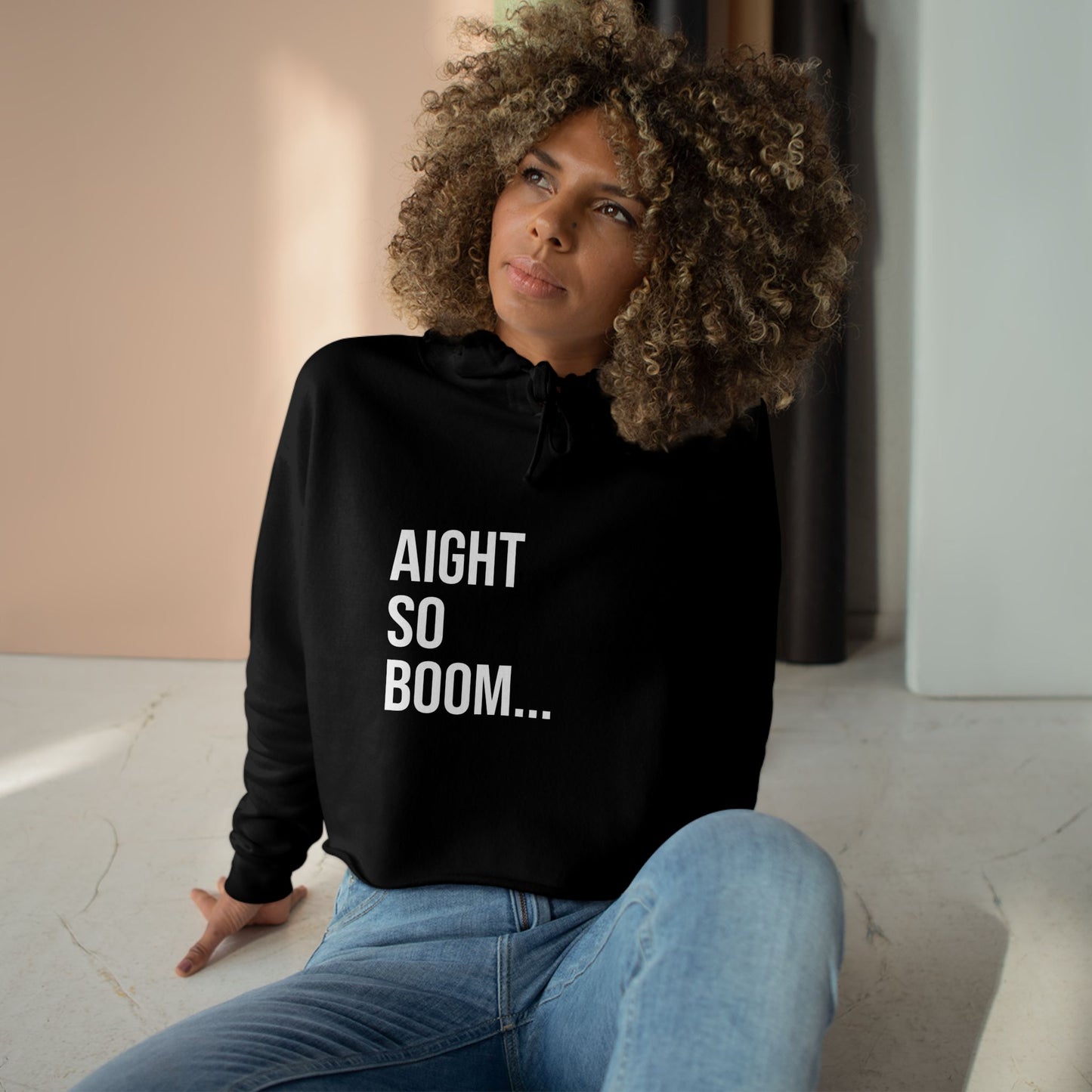 Aight So Boom Cropped Hoodie | Funny Graphic Sweatshirt | Trendy Women’s Streetwear Pullover