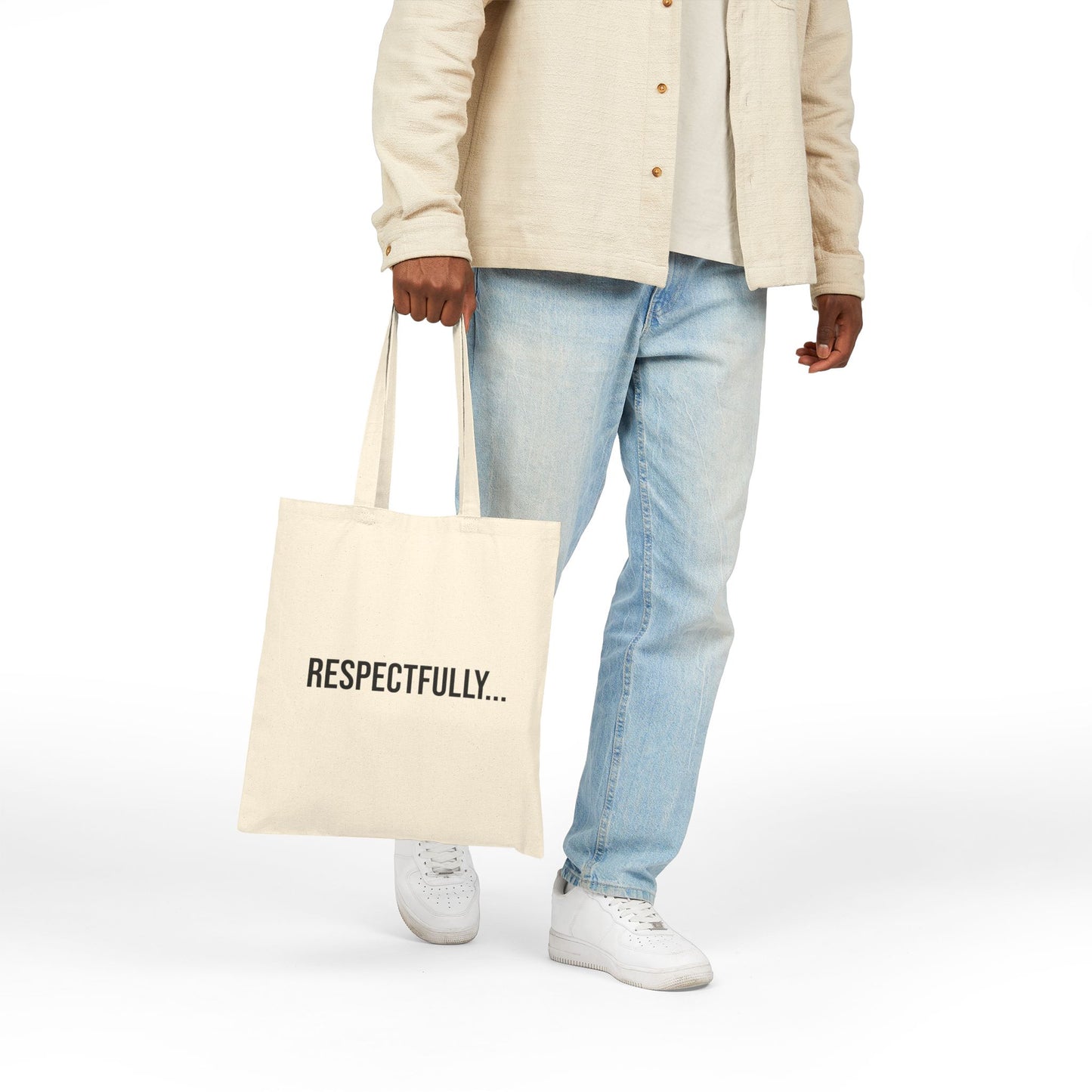 Respectfully Cotton Canvas Tote | Funny Reusable Bag | Minimal Streetwear Carryall