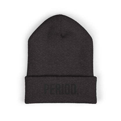 Period Embroidered Beanie | Funny Knit Hat | Minimal Streetwear Winter Accessory