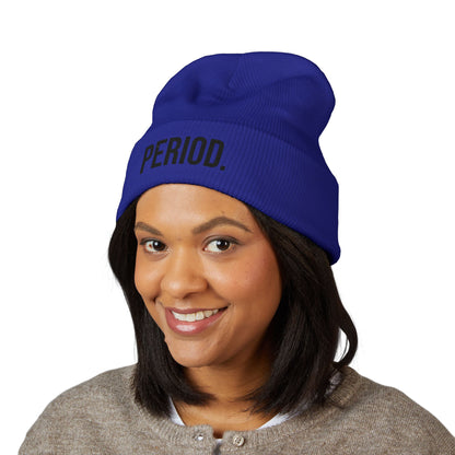 Period Embroidered Beanie | Funny Knit Hat | Minimal Streetwear Winter Accessory