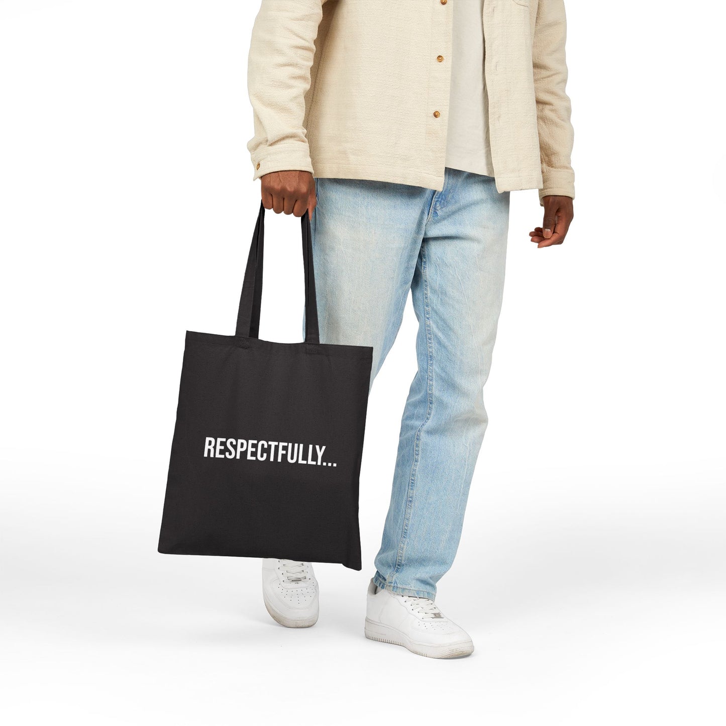 Respectfully Cotton Canvas Tote | Funny Reusable Bag | Minimal Streetwear Carryall