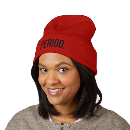 Period Embroidered Beanie | Funny Knit Hat | Minimal Streetwear Winter Accessory